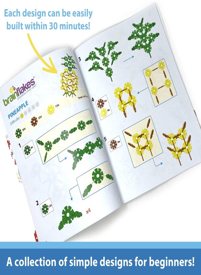Brain Flakes Building Idea Booklet for Beginners | Large 8.5" x 11" Printed Activity Book with 84 Pages of Step-by-Step Instructions | Easy to Read, Inspires Creativity, Screen Free, for Ages 3+ - Image 4